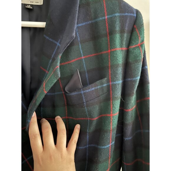 EUC Vintage Le Suit Tartan Plaid Double-Breasted Blazer Wool Blend Womens - Picture 3 of 7
